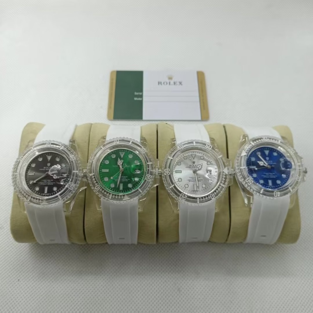 Rolex Đồng Hồ Đeo Tay Thạch Anh Tròn Bằng Thép Silica gel Chống Nước Cổ Điển Sang Trọng Cá Tính Cho Cặp Đôi Xu Hướng Thời Thượng