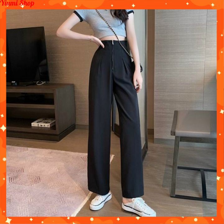 [HOT] Quần Ống Suông Khóa Trước 💕  Quần Ống Rộng Cạp Cao 💕Chất Liệu Vải Tuyết Mưa Chống Nhăn | BigBuy360 - bigbuy360.vn