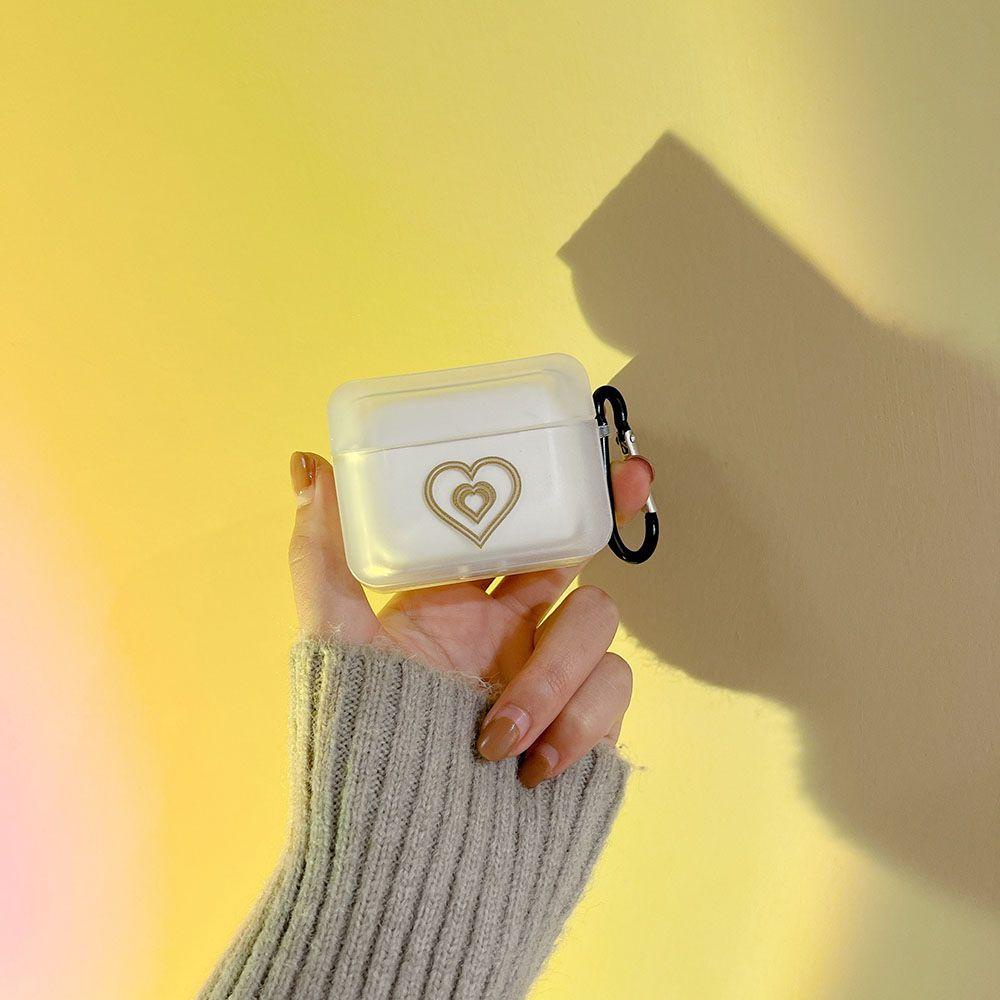 BEBETTERM Vỏ Bảo Vệ Hộp Sạc Tai Nghe Airpods Bằng Silicon Mềm Trong Suốt Họa Tiết Trái Tim