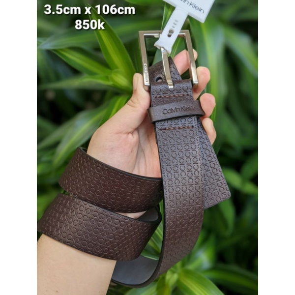 Thắt lưng Nam Calvin Klein Men's Signature Embossed Logo Leather Belt