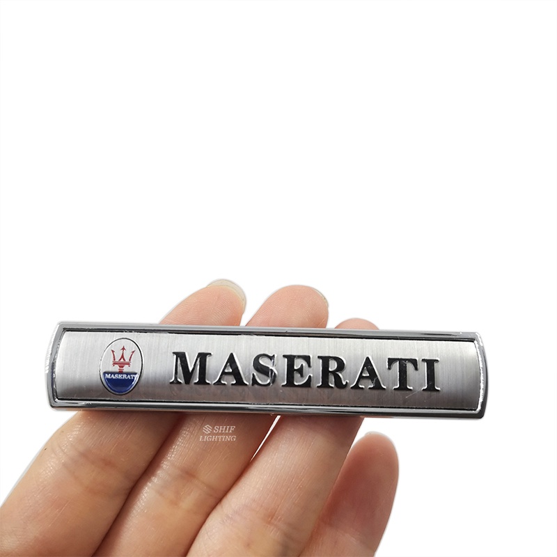 2 Miếng Dán Logo MASERATI Bằng Kim Loại Chất Lượng Cao Trang Trí Xe Hơi MASERATI