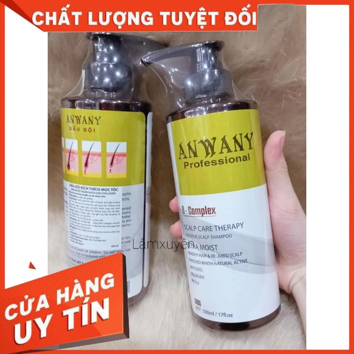 DẦU GỘI ANWANY 500ML  giảm rụng ,khô, nuôi dưỡng tóc khỏe, suôn mượt  óng ả ,cải thiện khô xơ,hư tổn tóc nát