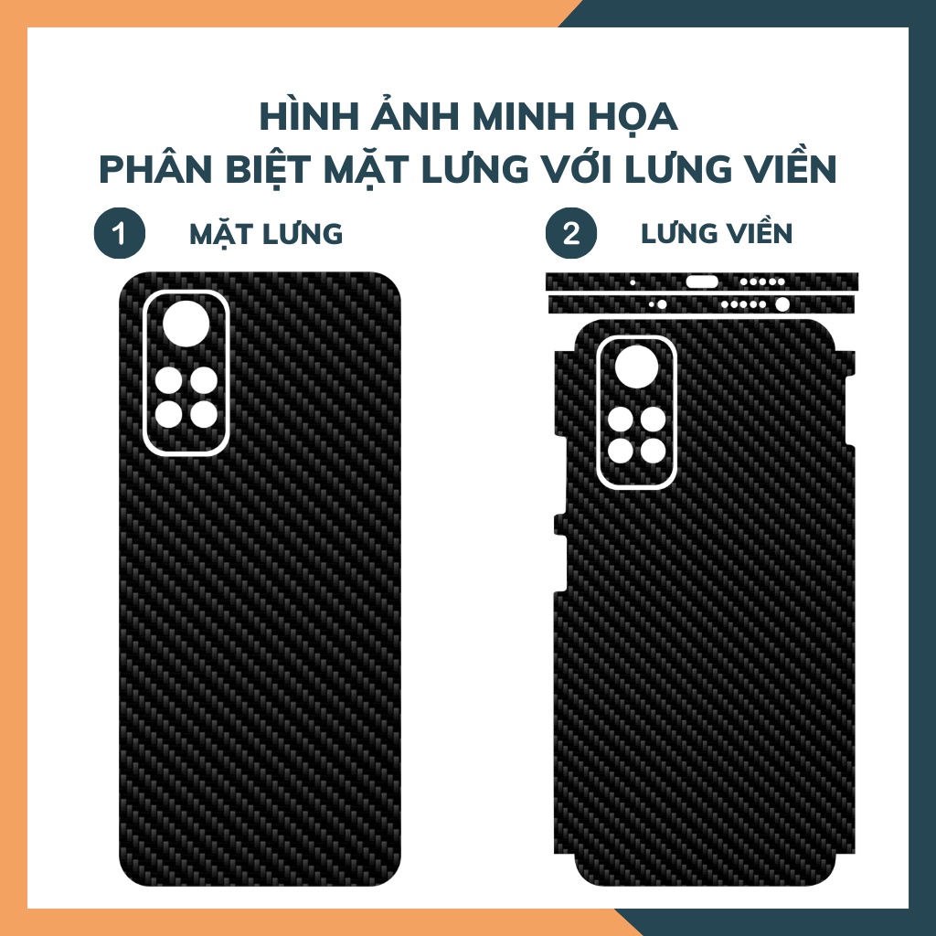 Dán decal carbon mặt sau Xiaomi Redmi Note 11 4G bản TGDĐ chống trầy mặt lưng,chống vân tay