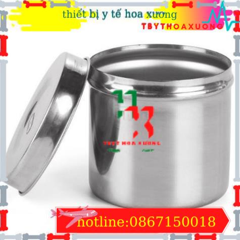 Hộp Inox Tròn Cỡ To Y Tế - Hộp Đựng Bông Gòn phi 10 , kích  thước 11x10cm