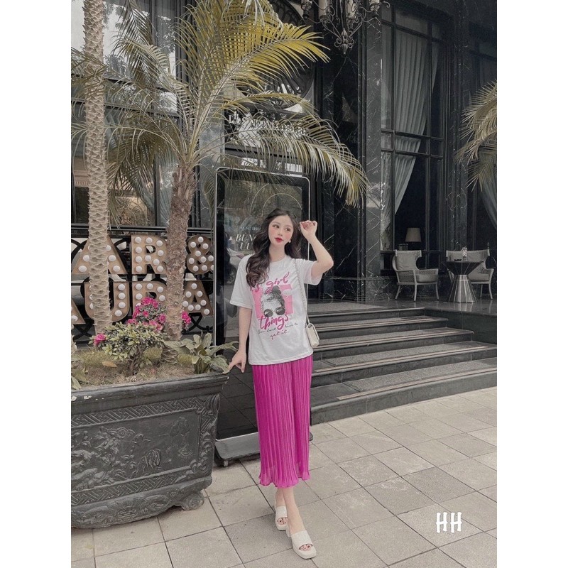 SET ÁO PHÔNG HÌNH MIX CHÂN VÁY XẾP LY DÁNG DÀI | BigBuy360 - bigbuy360.vn