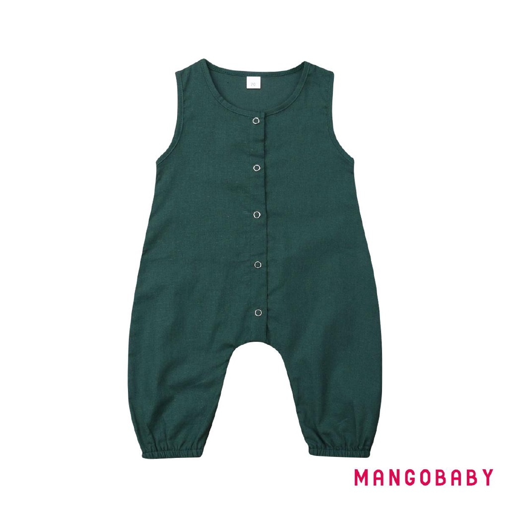 Bộ áo liền quần vải lanh cotton dễ thương cho trẻ sơ sinh