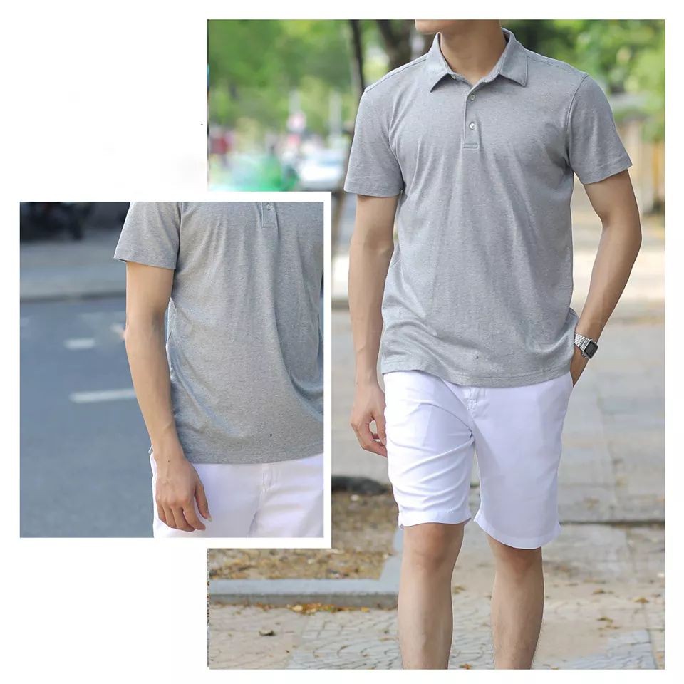 Áo thun nam có cổ trụ bẻ vải cá sấu cotton cao cấp, Áo polo nam trơn basic Hàn Quốc