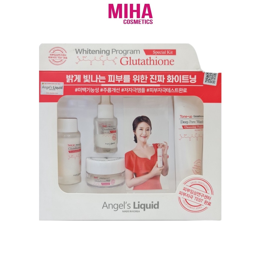 Bộ 4 Sản Phẩm Dưỡng Trắng Da Angels Liquid 7 Day Whitening Program Glutathione Special Kit Hàn Quốc