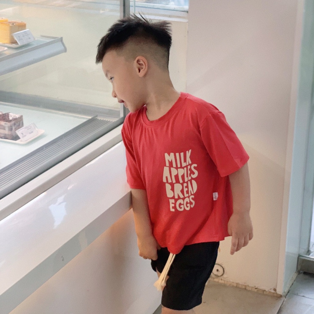 Áo thun bé trai bé gái Batala kids áo phông trẻ em cotton thấm hút mồ hôi in họa tiết Milk egg từ 9-25kg