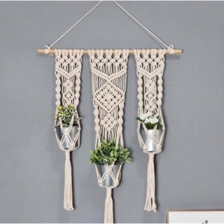 Bộ giỏ cây treo tường Macrame