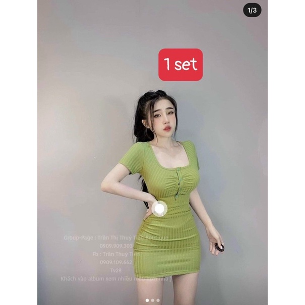 Đầm body thun gân
