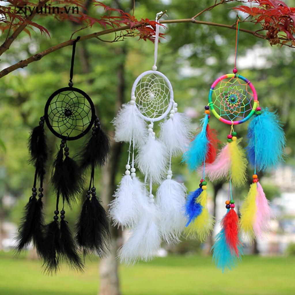 Dreamcatcher Đính Lông Vũ Thủ Công Treo Trang Trí Nhà Cửa / Xe Hơi