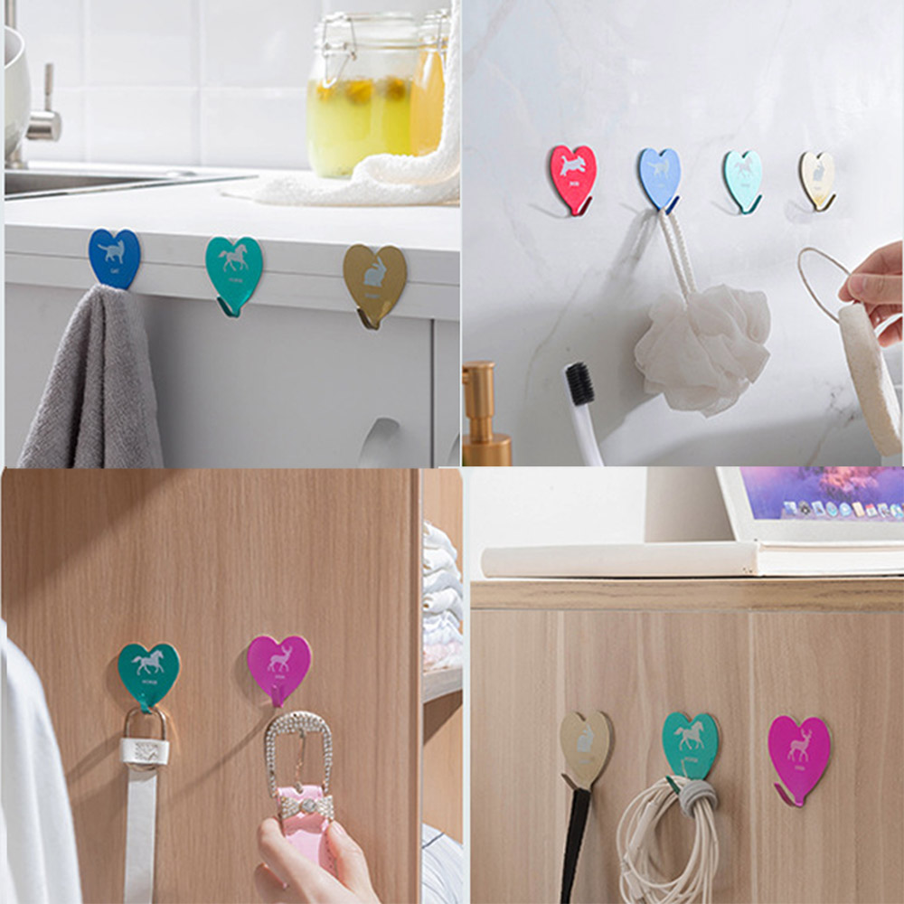 ❤LANSEL❤ Rustproof Stainless Steel Hook Adhesive Wall Door Holder Adhesive Hooks Sticker Kitchen Bathroom Towel Rack Clothes Hanger/Multicolor