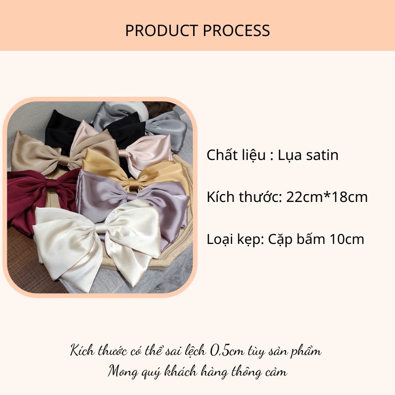 Cặp tóc nơ lớn cặp tóc lụa rủ bản siêu to thanh lịch Hàn Quốc - Y057