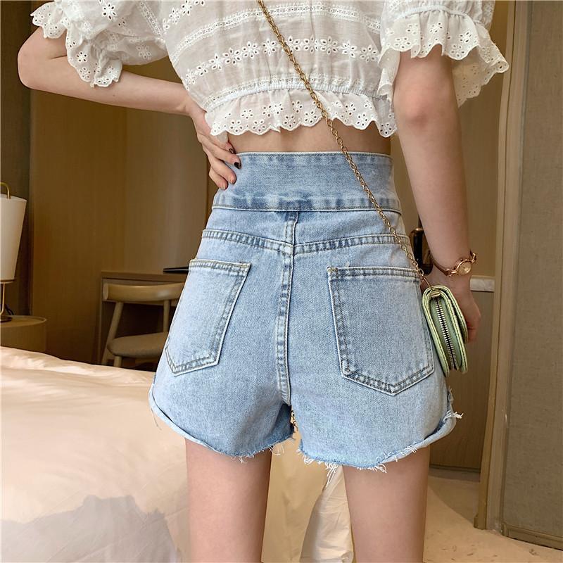 Quần Short Denim Lưng Cao Ống Rộng Thời Trang Mùa Hè Hàn Quốc 2022