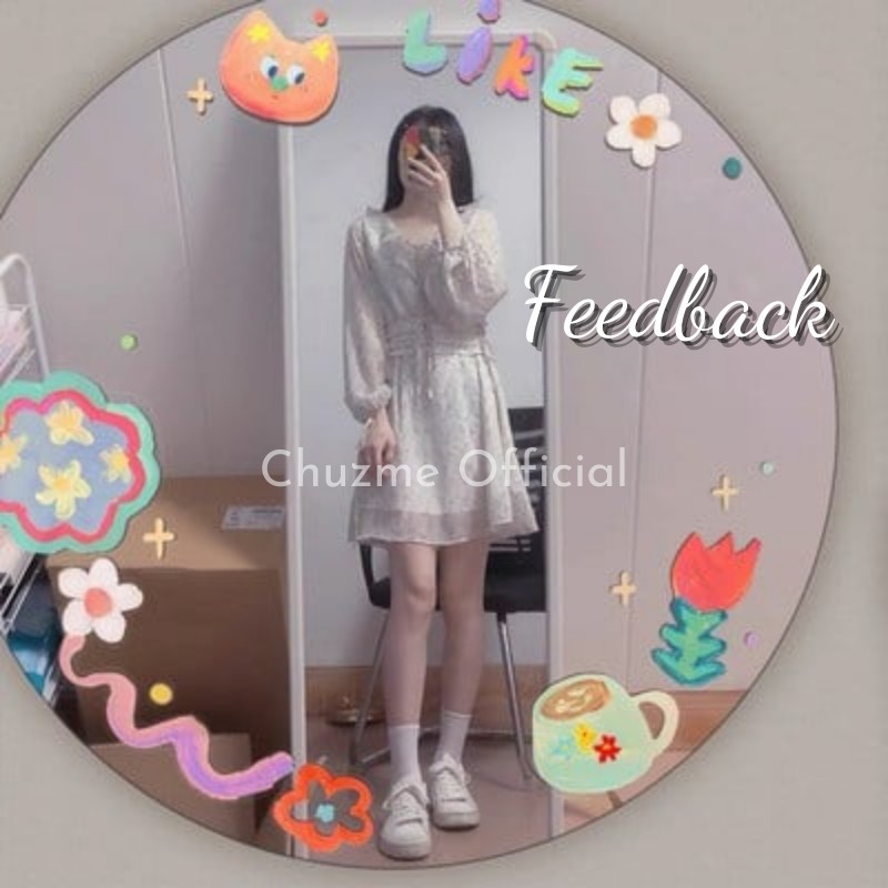 Váy hoa nhí dài tay tiểu thư kèm đai rút eo, Váy hoa vintage kèm đai corset siêu xinh (Có feedback của khách)