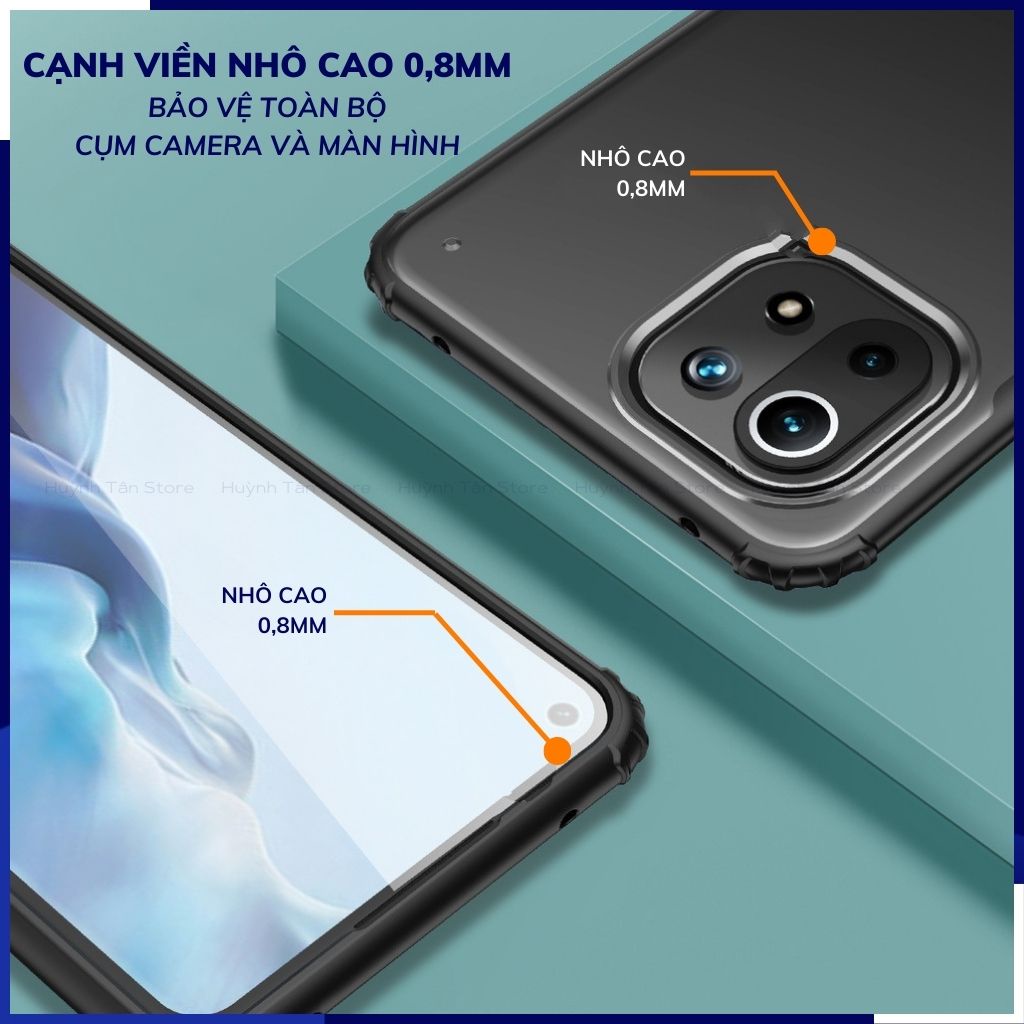 Ốp lưng xiaomi 11 lite 5g ne chống sốc bảo vệ camera chống vân tay nhám viền màu ver 2 phụ kiện huỳnh tân store