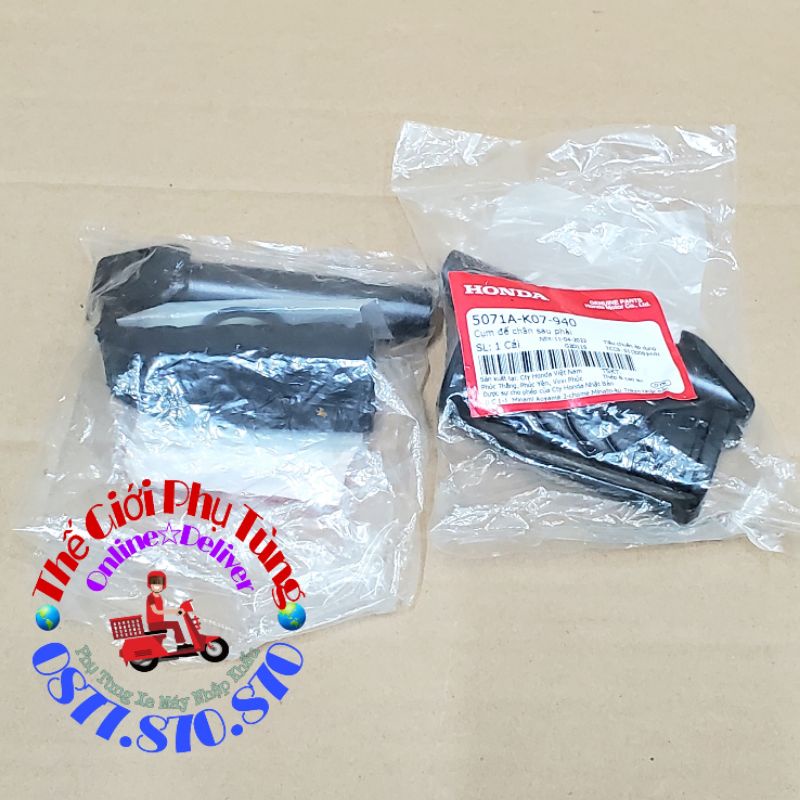 Bộ cao su gác chân xếp sau Air Blade 110 - Wave S110 zin Honda Việt Nam - 5071B-K07-940/ 5071A-K07-940