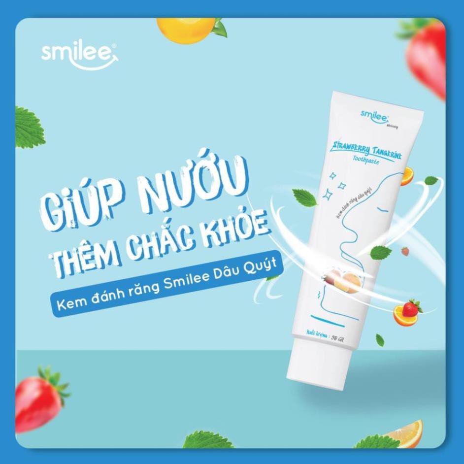 Kem Đánh Răng Smilee, kem đánh răng hương dâu quýt, giữ trắng răng, hơi thở thơm mát