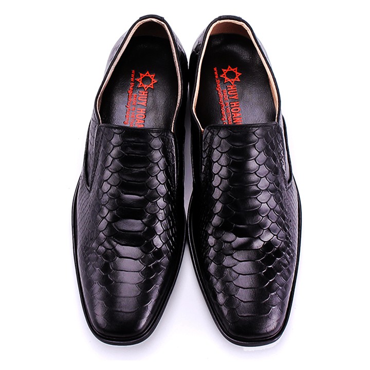 Giày tây nam Huy Hoàng da bò vân da trăn màu đen-HP7195 | BigBuy360 - bigbuy360.vn