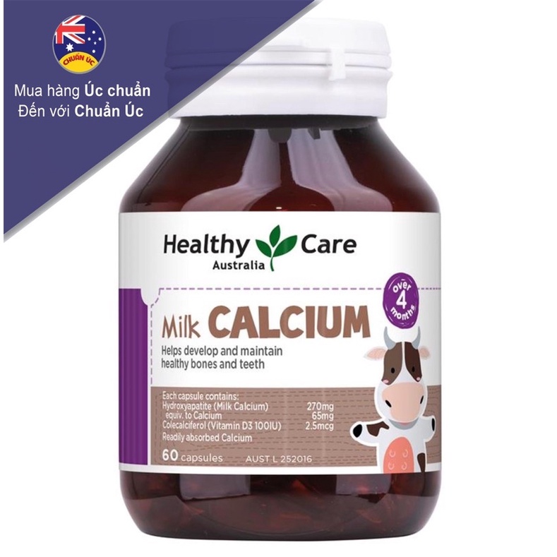 kẹo canxi cho bé calcium milk heathy care 60 viên