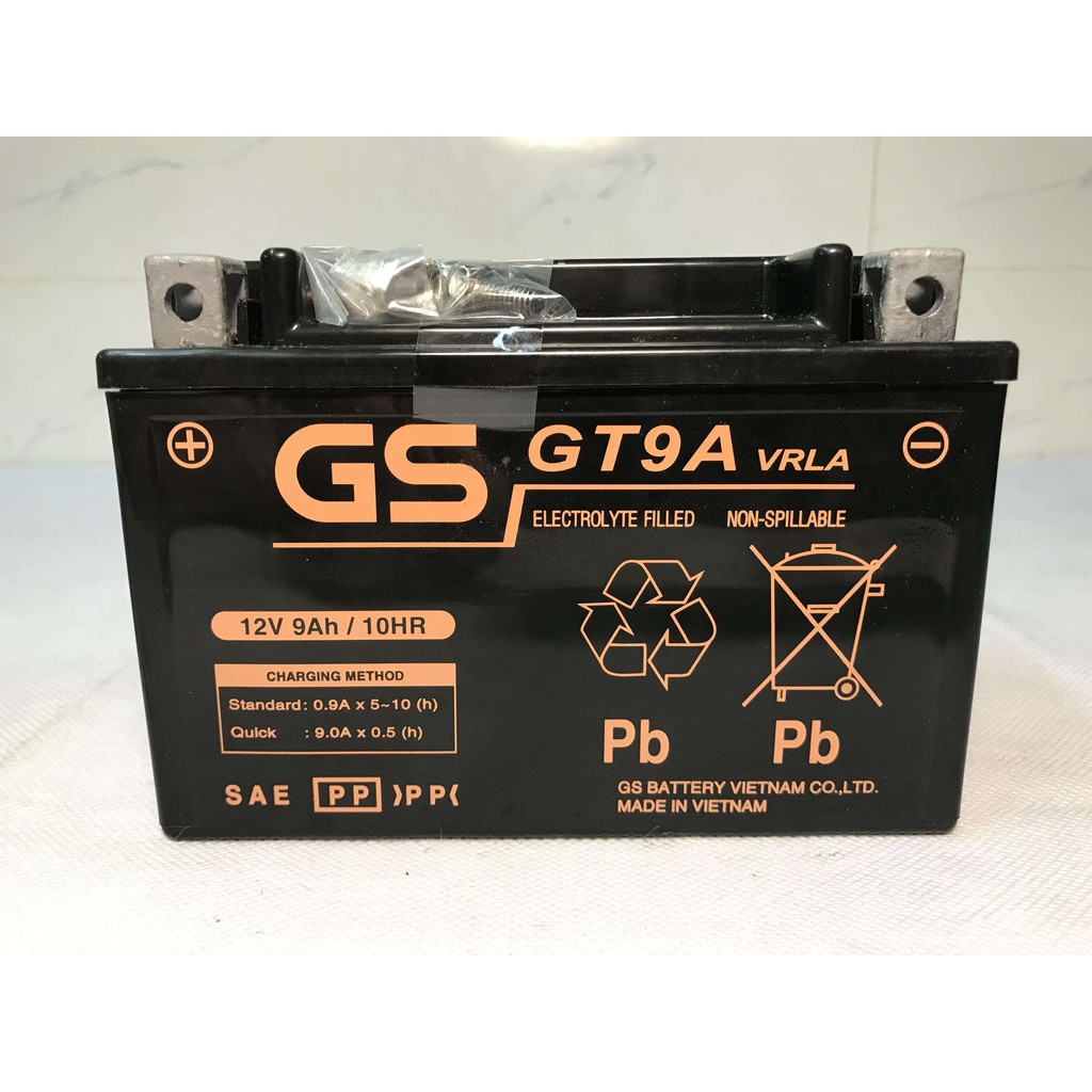 Bình Ắc Quy Khô GS GT9A Spacy, Attila Victoria từ 2006, Elizabeth, Vespa Lx Nhập tới 2012 (12V-9Ah)