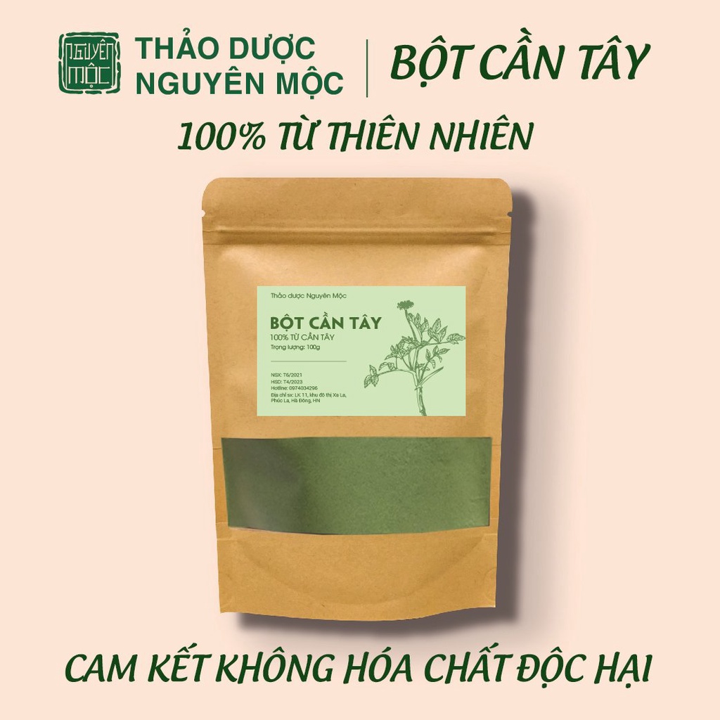 Bột cần tây nguyên chất dạng túi zip thanh lọc cơ thể giải nhiệt hỗ trợ huyết áp cao và tốt cho tim mạch