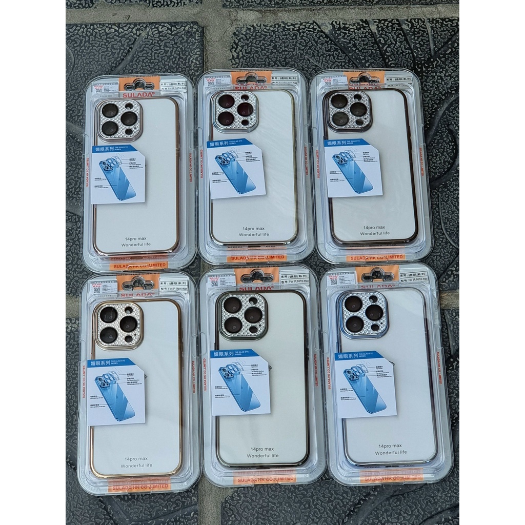 Ốp lưng SULADA lưng nhám viền màu cụm camera đính đá bảo vệ cho iPhone 14 Pro Max, 14 Pro, 14 Plus, 14 siêu đẹp