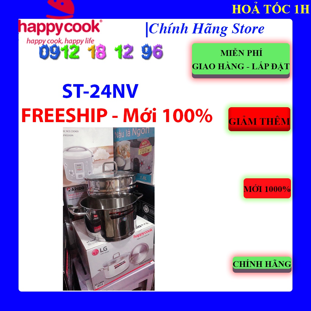 Bộ nồi xửng hấp Happy Cook ST-24NV , làm bằng chất liệu inox 304