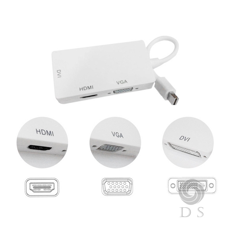 Cáp Chuyển Đổi 3 Trong 1 Mini Display Port Sang Dvi Vga Hdmi Tv Cho Apple Imac Macbook Surface Pro 3 / 4