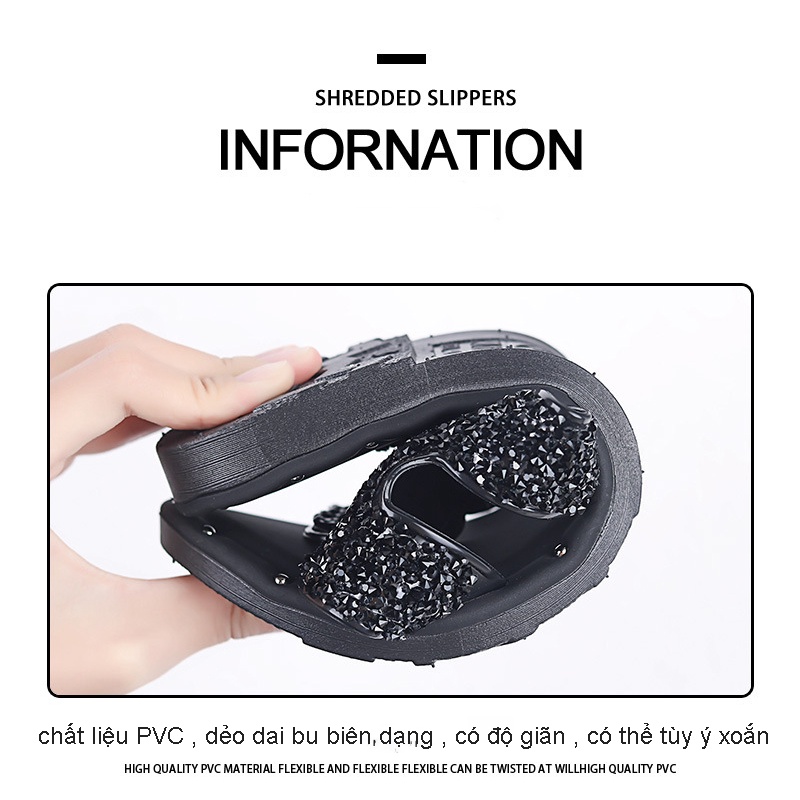 dép nữ đính hạt thủy tinh kiểu dáng xắn hiện đại trẻ trung