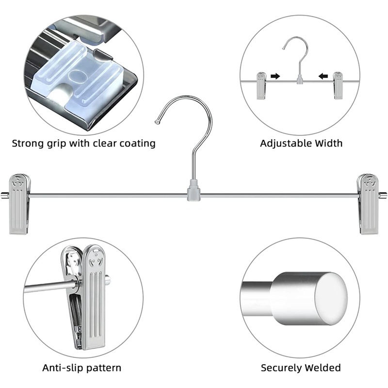 Set 10 Móc Treo Quần Áo Tiết Kiệm Không Gian Có Kẹp Điều Chỉnh Được