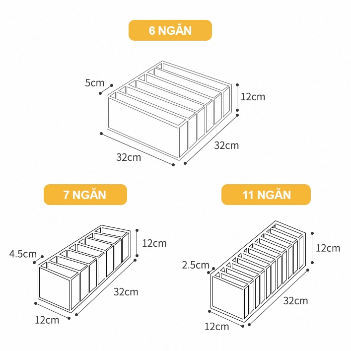 Hộp đựng đồ lót vải không dệt (Set 3 cái 6, 7, 24 ngăn) - Khay bảo quản đựng tất vớ sạch sẽ, tiết kiệm diện tích HL6