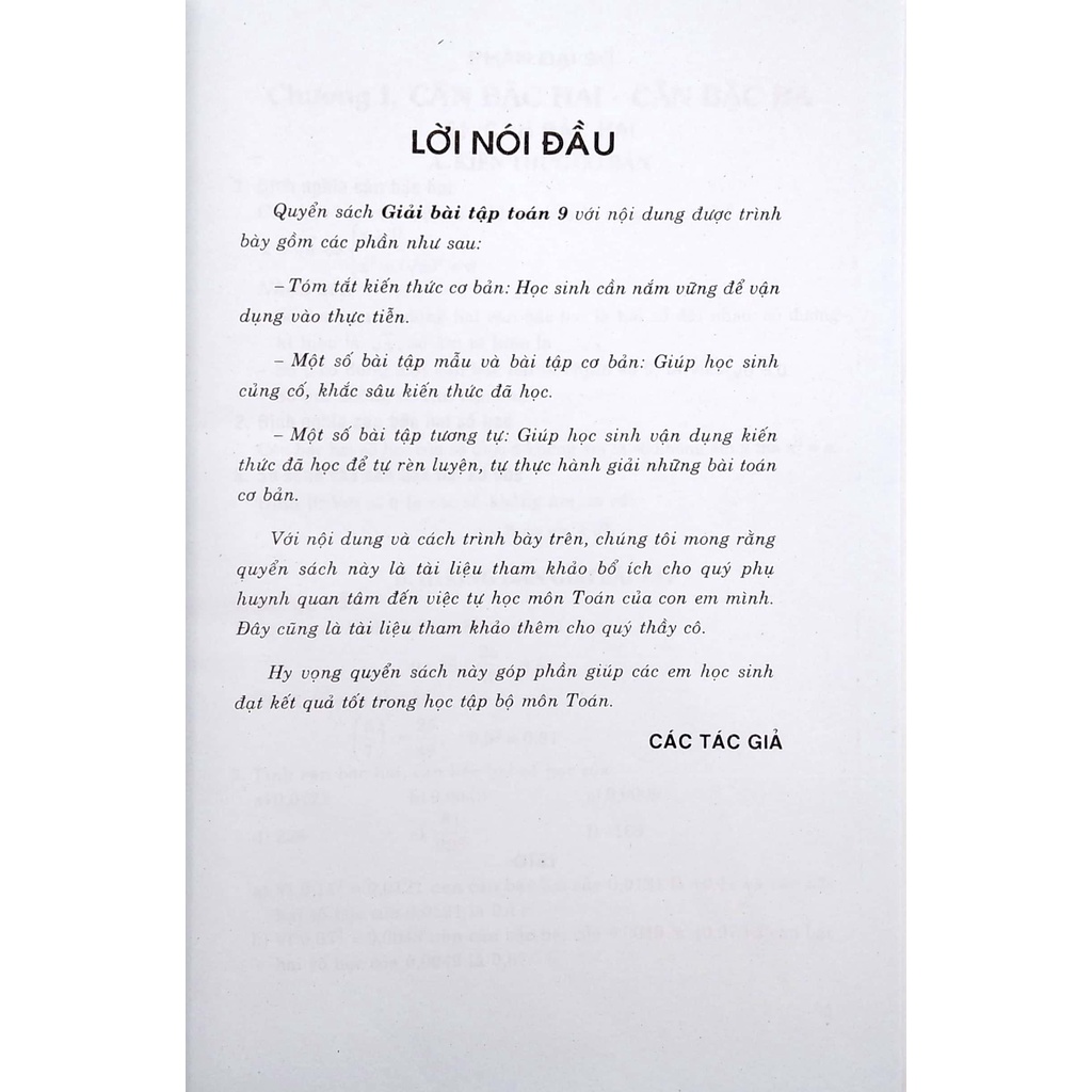 Sách Giải Bài Tập Toán 9 - Tập 1