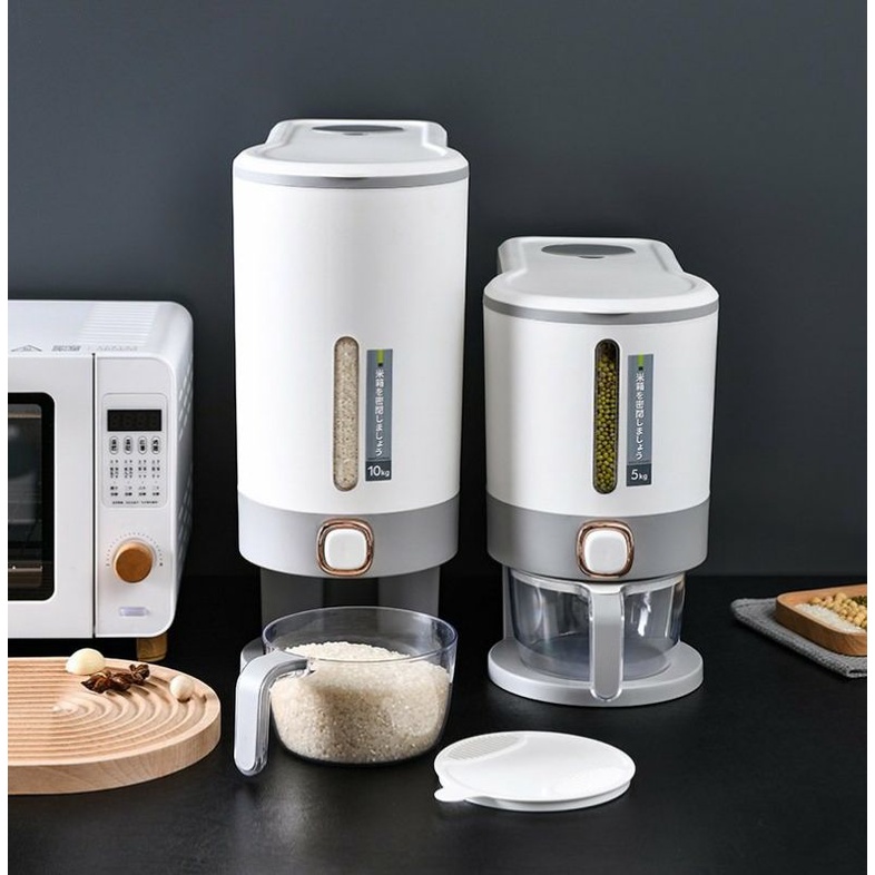 Thùng đựng gạo thông minh, kèm cốc vo gạo