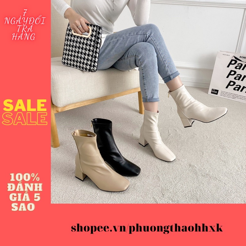 RẺ VÔ ĐỊCH Bốt da nhăn lót nỉ lông 6p mũi vuông, đường chỉ thẳng hàng loại 1