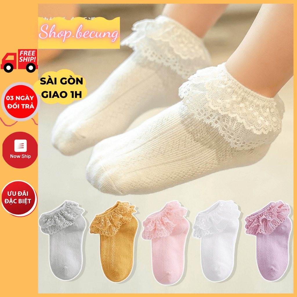 Tất Vớ cho bé gái từ 0-15 Tuổi chất liệu Cotton cao cấp Tất ren cho bé sơ sinh trẻ em người lớn Tất cổ cao mềm mại tốt