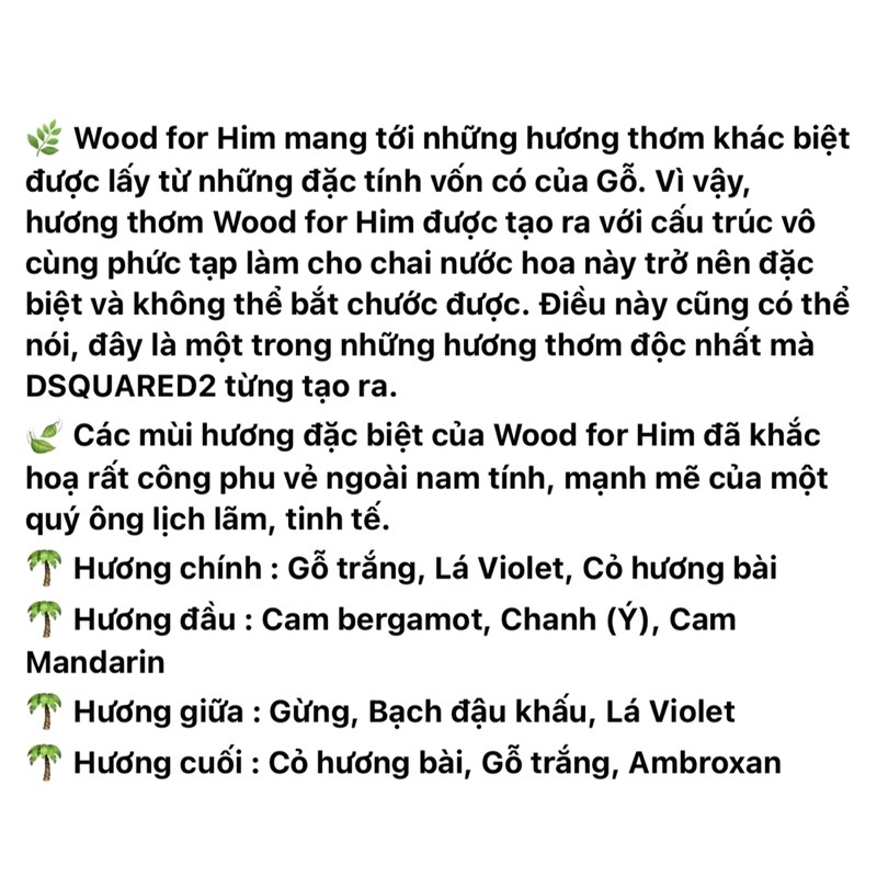 Ds • WOOD HIM ( Nâu ) - Eau de Toilette - 10ML Nước Hoa Chính Hãng