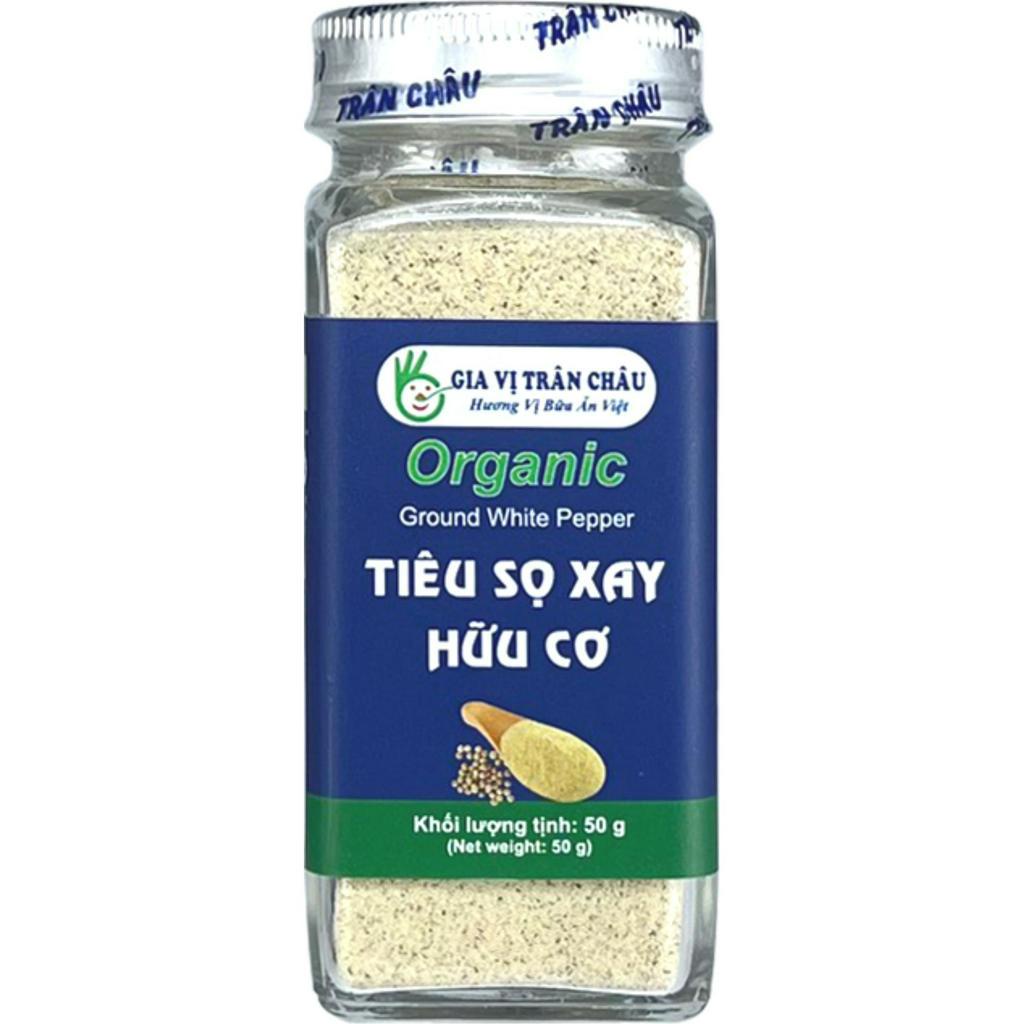 Tiêu sọ xay hữu cơ Trân Châu hũ 50g, sạch nguyên chất 100%, đóng hũ thủy tin, hương hơm nồng vị cay the, nêm nếm