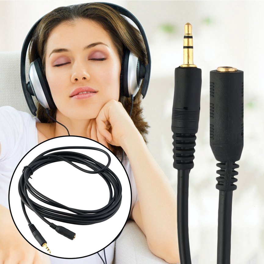 Dây Cáp Nối Dài Tai Nghe Mp3 Màu Đen 12 Ft 3.5mm Male Sang Female