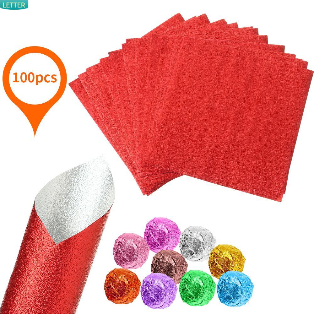 Set 100 Tờ Giấy Nhôm Màu Sắc Dập Nổi Dùng Để Gói Kẹo/Bánh/Sô Cô La/Đồ Ăn DIY