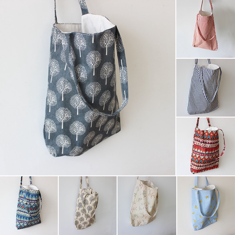 Túi Vải Lanh Cotton In Hoạ Tiết Thời Trang