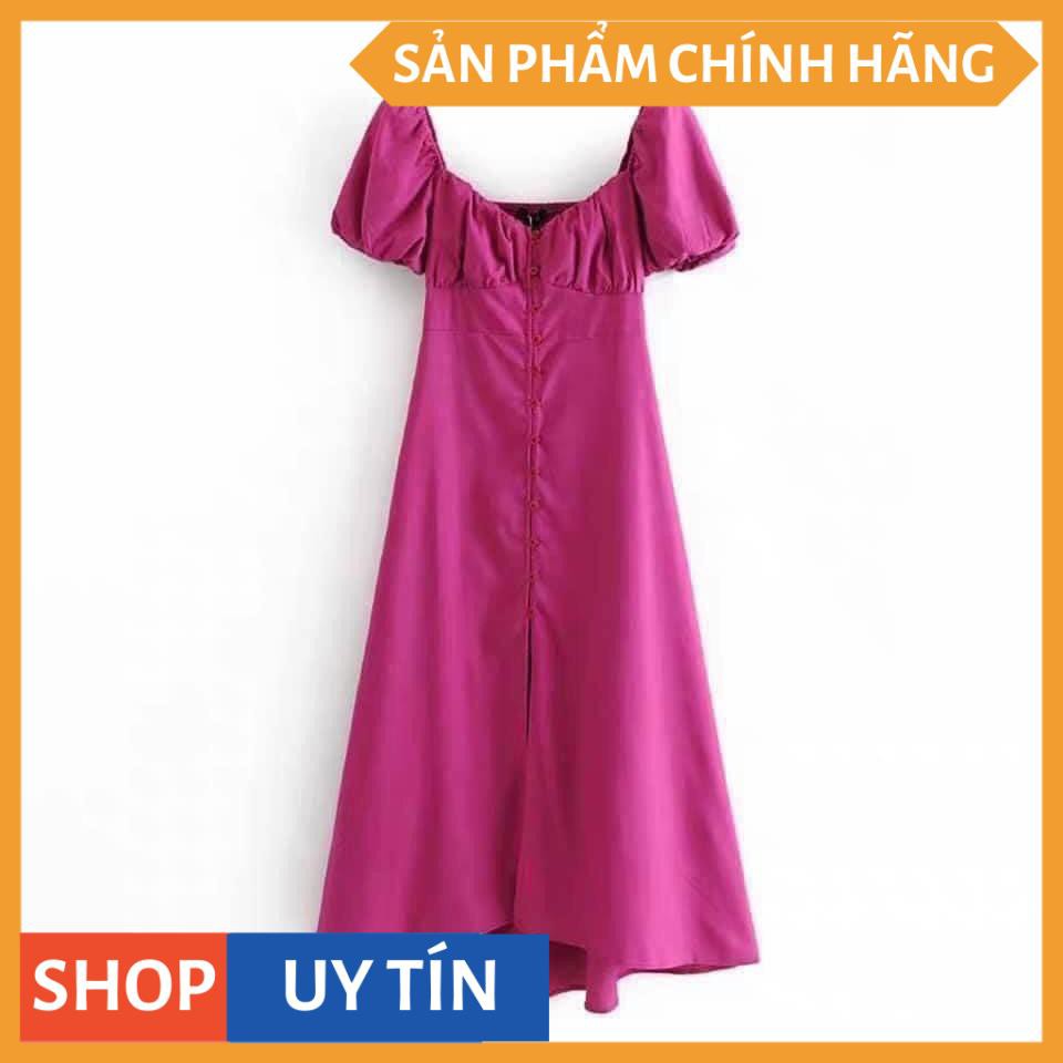 Đầm maxi tay bồng phối nút màu hồng sen xinh xắn - Pink Dress | BigBuy360 - bigbuy360.vn