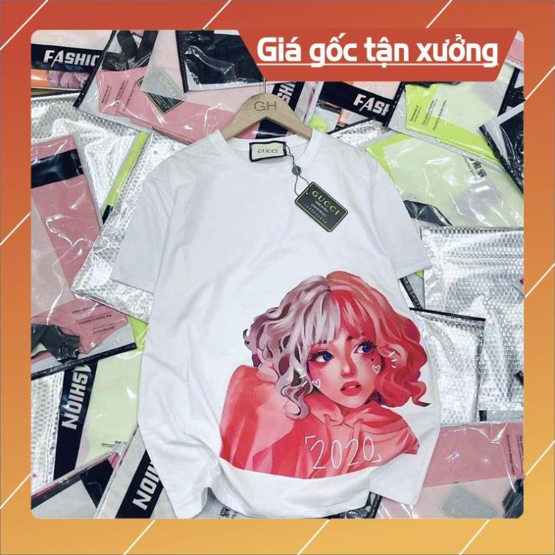 Áo Thun Cô Gái Tay Lỡ Unisex Form Rộng Cổ Tròn In Hình Cô Gái Hot 2022