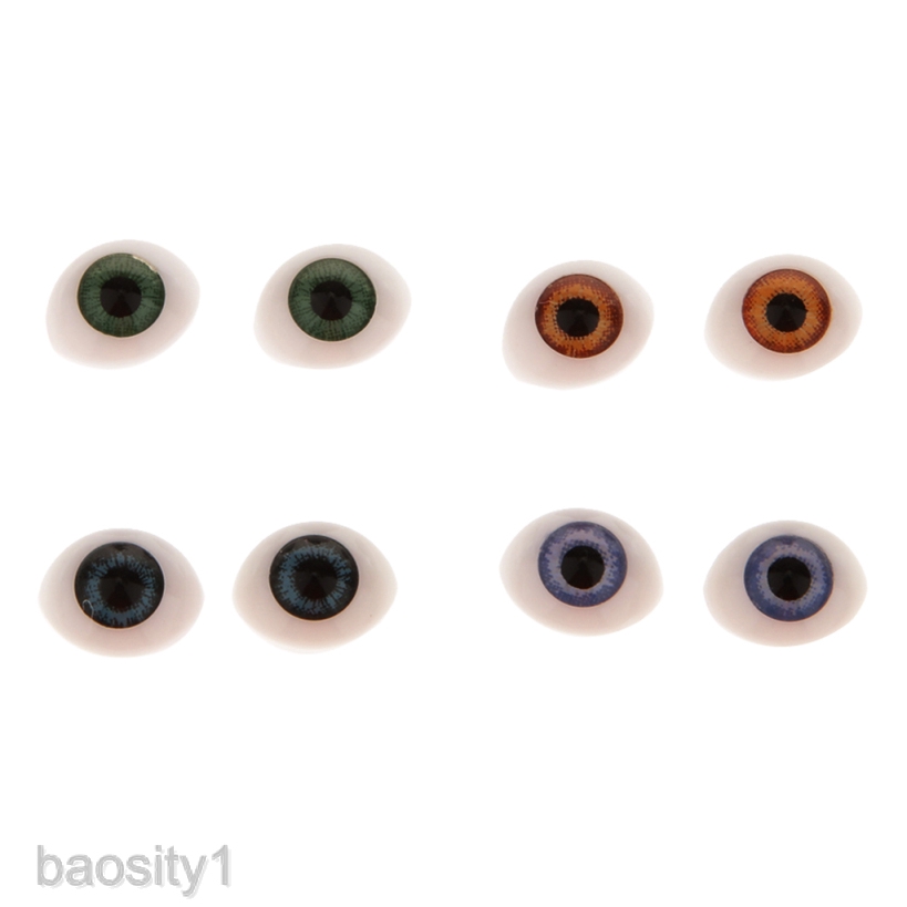 1 [Baosity] 16 Miếng Mắt Nhựa Hình Bầu Dục Làm Đồ Chơi Búp Bê 5mm 6mm