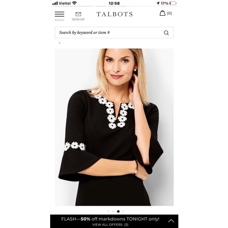 Đầm Talbots xuất dư tay loe nhẹ rất sang