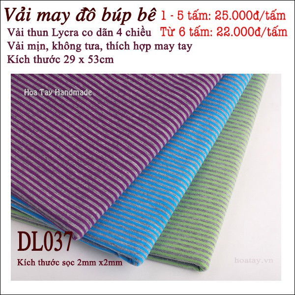 Vải Lycra co dãn 4 chiều may đồ búp bê - Vải nhiều màu sọc xám DL037