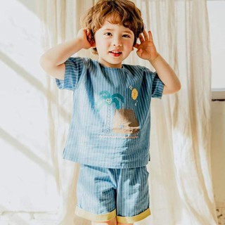 Bộ Bebezoo bé trai hình cây dừa và bộ áo nâu quần xanh