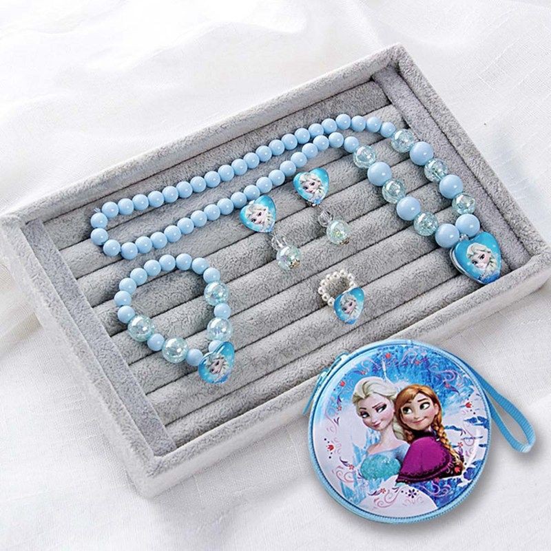 Sét hộp bộ trang sức trẻ em Phụ Kiện Elsa vòng cổ Vòng tay nhẫn bông tai bé gái công chúa Elsa Frozen