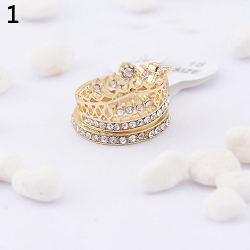 Set 2 nhẫn hình vuơng miện nữ hoàng sang trọng